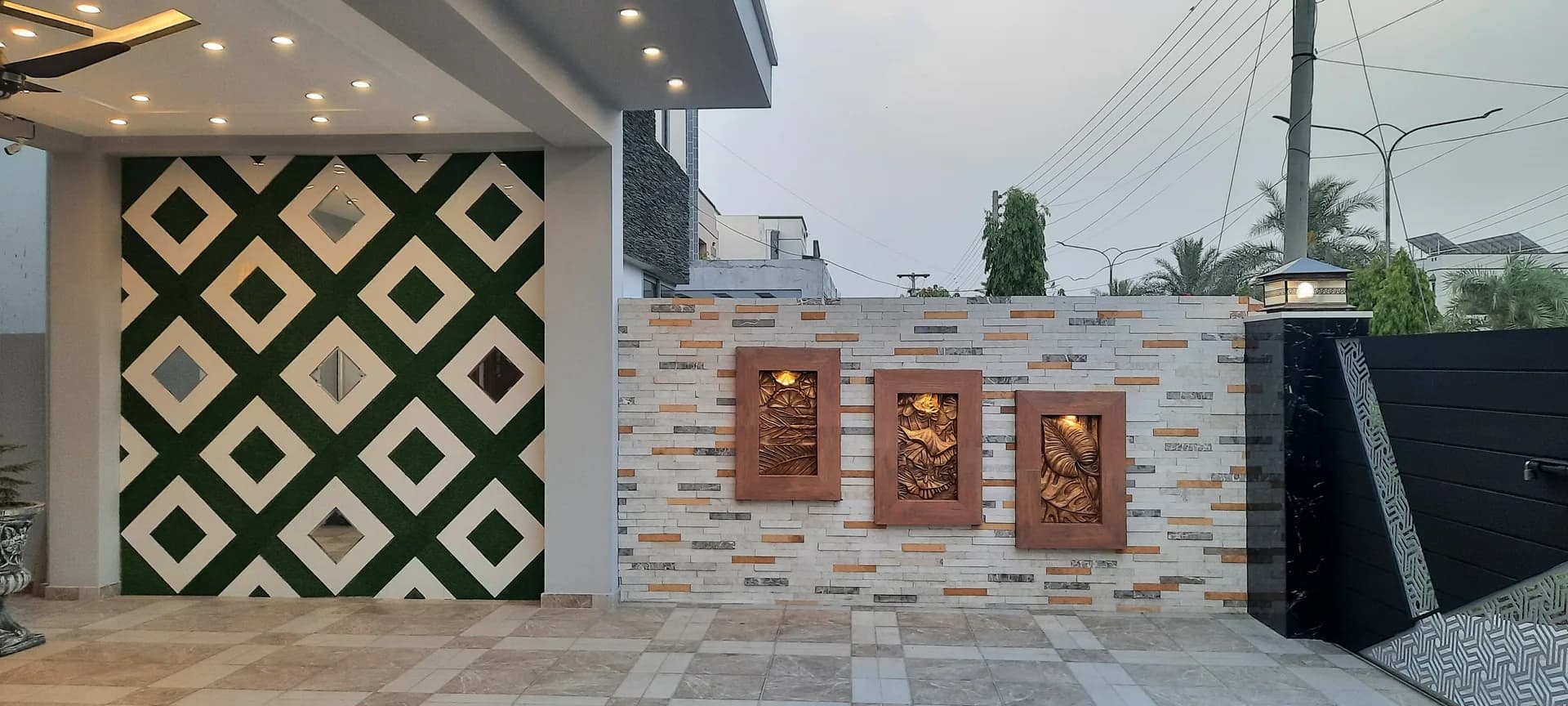 11 Indus — car porch accent wall, DC Colony Gujranwala