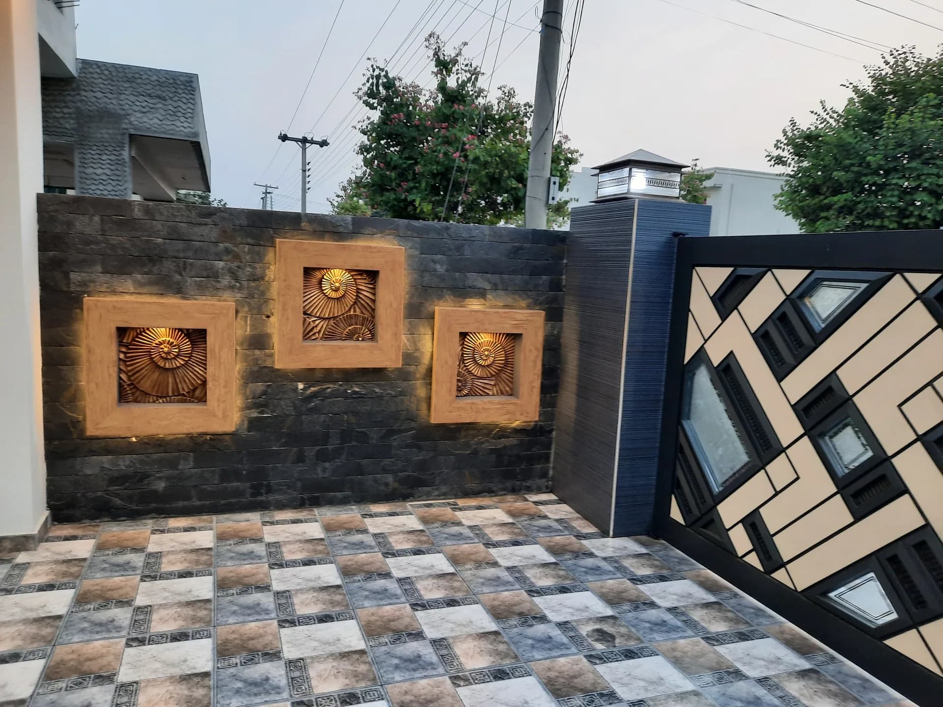 67 Jehlum — gate feature wall, DC Colony Gujranwala