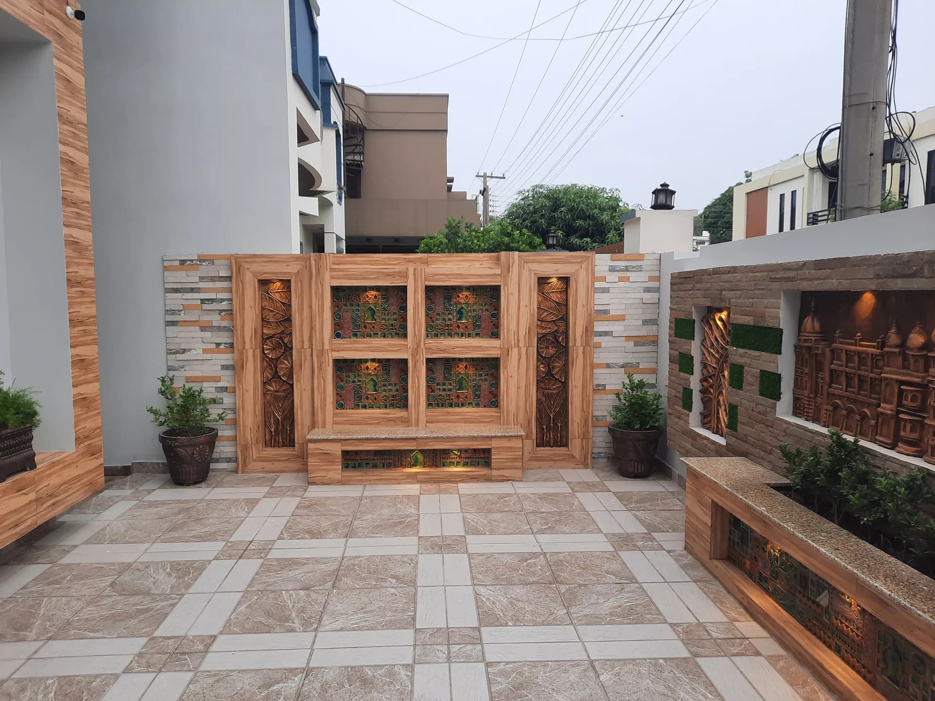 82 Jehlum — tiled front courtyard, DC Colony Gujranwala